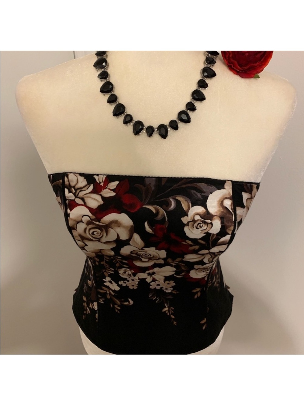 White House Black Market Satin Strapless Top bone in Flawless - Picture 2 of 6
